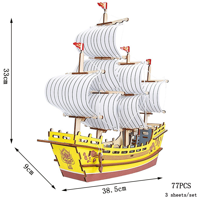 WhimsyGalleon | 3 Bündel Segelboot-Modellbausatz