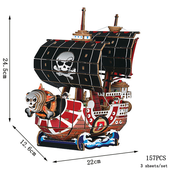 PirateFleet  | 3 Bündel Segelschiff Holzpuzzle
