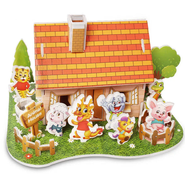 Gemütliches Ferienhaus Bau-Puzzle für Kinder | Bundle von 3