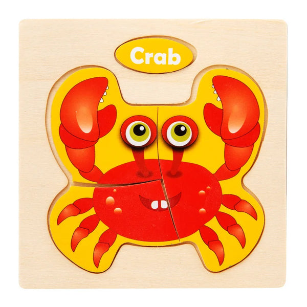 CrabbyCargo | 3 Bündel Lustiges Holzpuzzle
