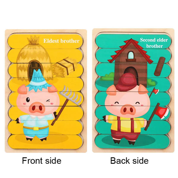 PiggyTransporter | 3 Bündel Holzpuzzle für Kinder
