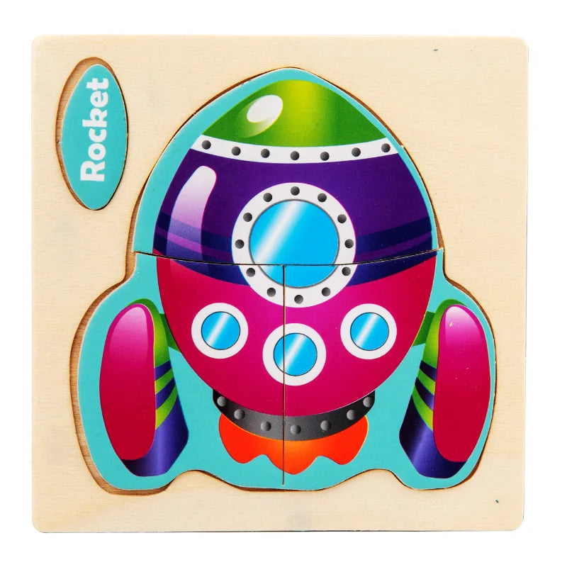 SpaceLaunch | Cartoon Lernpuzzle aus Holz