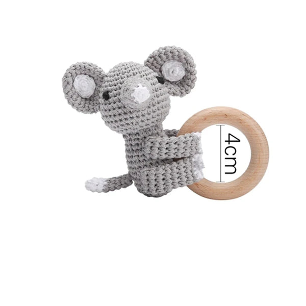 Elefant | Baby Rasselspielzeug mit Holzring für Kinder