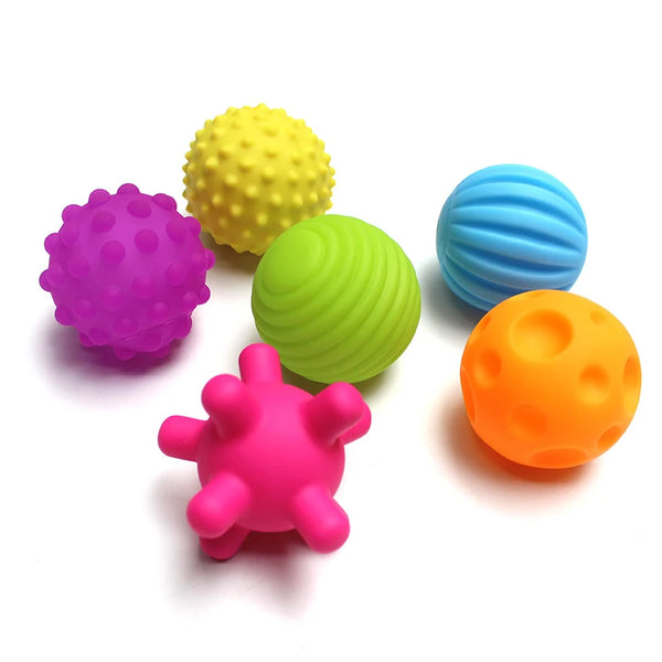 Mehrfarbige sensorische Bälle 6 Stück | Lernspielzeuge für Babys