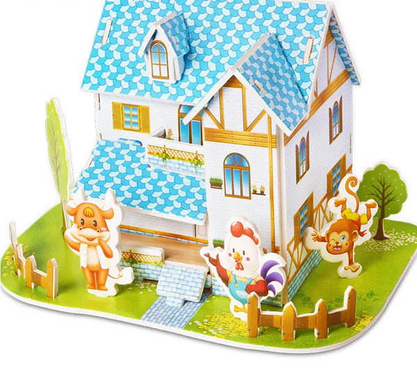 Gemütliches Ferienhaus Bau-Puzzle für Kinder | Bundle von 3