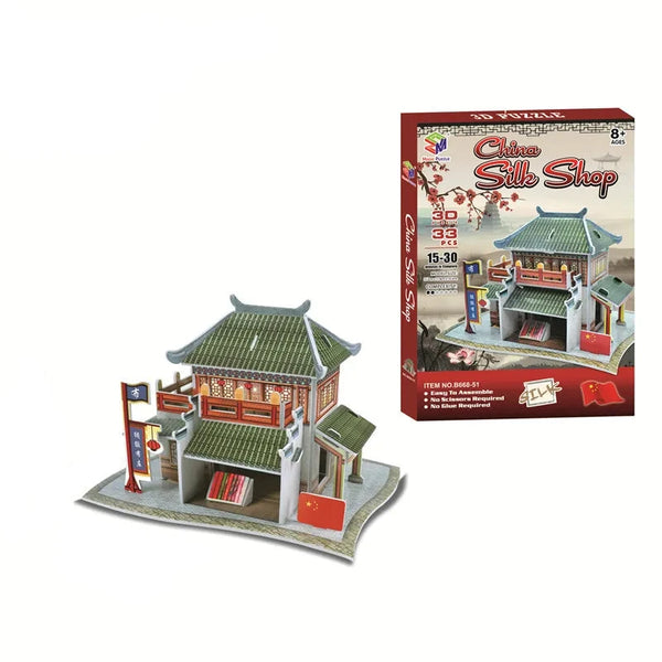 Chinesisches Seidengeschäft | Architektur-Puzzle für Kinder