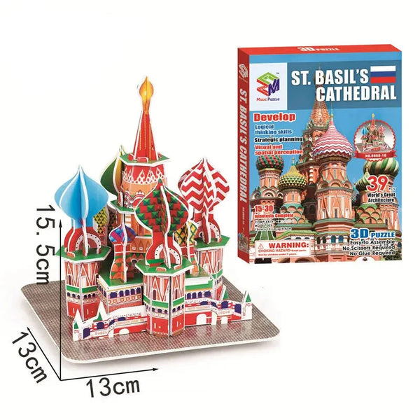 Weltberühmte Wahrzeichen Architektur-Puzzle für Kinder | 3er-Bundle