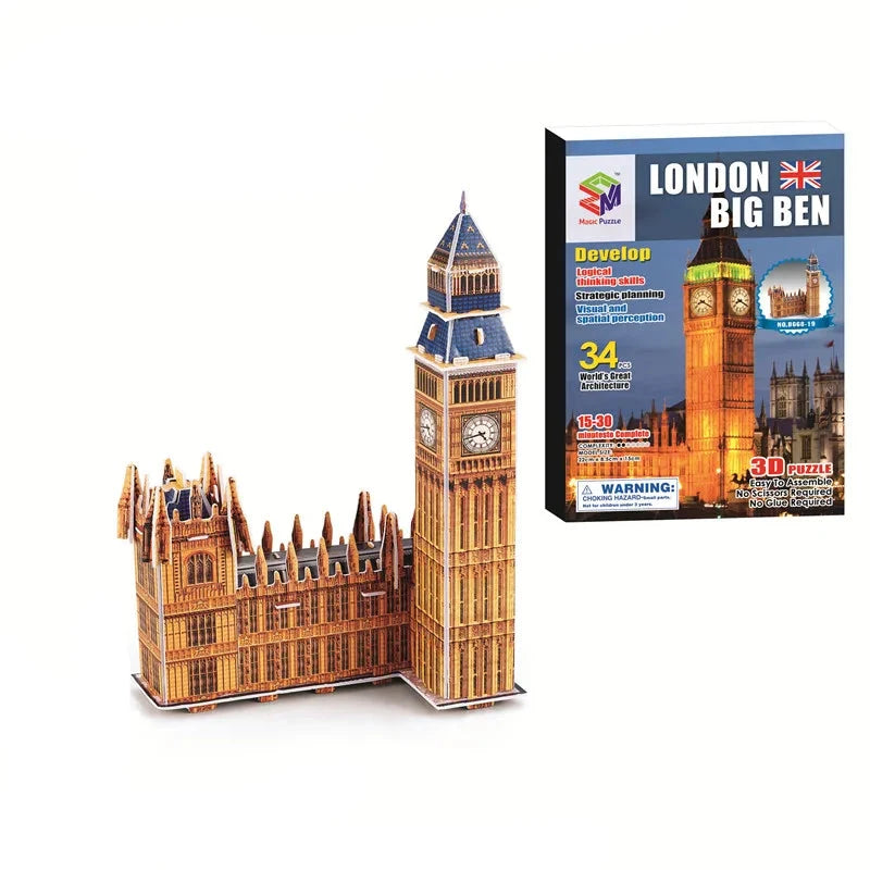 Zeitlose Wahrzeichen Architektur-Puzzle für Kinder | 3er-Bundle