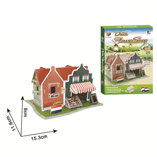 Holländischer Blumenladen | Architektur-Puzzle für Kinder