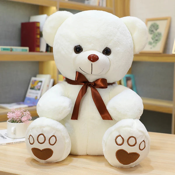 Weißer Bär | Plüsch Teddy Bär Spielzeug mit Schleife für Kinder