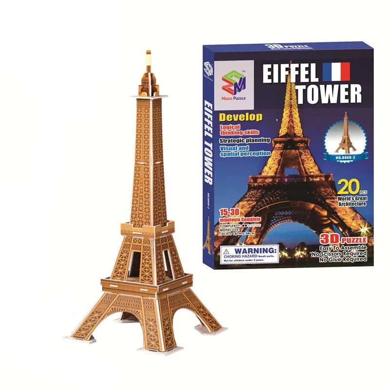 Weltberühmte Wahrzeichen Architektur-Puzzle für Kinder | 3er-Bundle