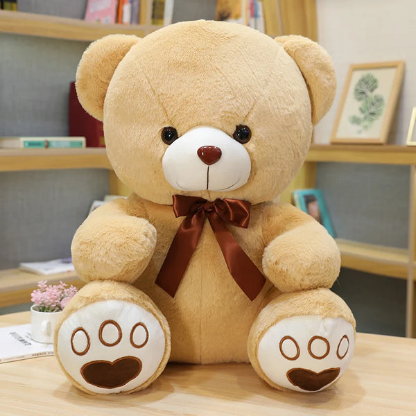 Hellbrauner Bär | Plüsch Teddy Bär Spielzeug mit Schleife für Kinder