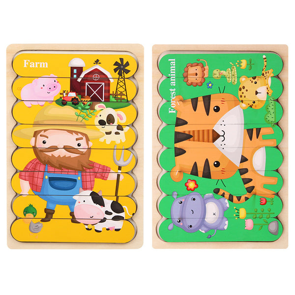 FarmLife | 2 Bündel Baby-Holzpuzzle