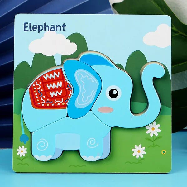 Elefant | Lehrreiches Holzpuzzle-Spielzeug für Kinder
