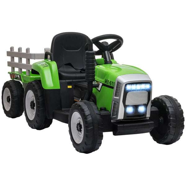 Grünes Feld Power | Elektrischer Traktor mit Anhänger für Kinder