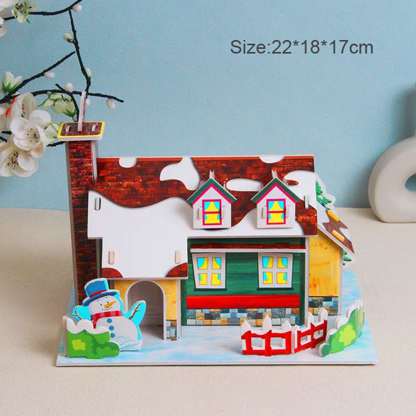 Schneemann-Haus | Frühpädagogisches Puzzle für Kinder
