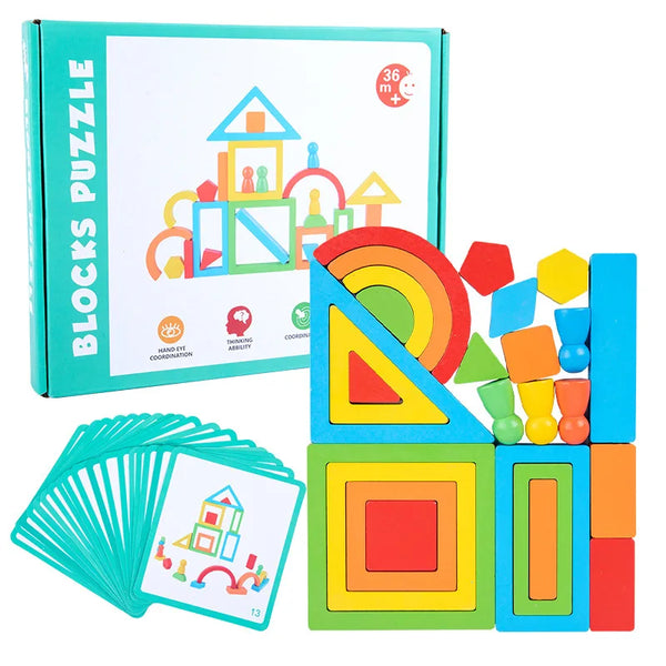 Buntes pädagogisches Regenbogen-Stapelspielzeug für Kinder | Set von 2