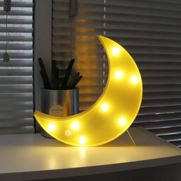Mond gelb | Nachtlicht mit Batteriebetrieb, Wandlampe, Spielzeug für Kinder
