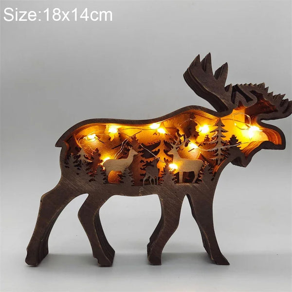 Holzlampe mit wilden Tiermotiven für Kinder | Set aus 3 Stück
