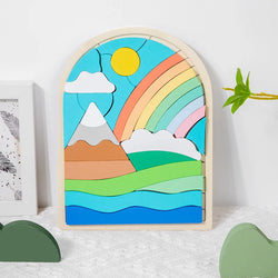 ColorfulCurrents | 3 Bündel Regenbogen Puzzle aus Holz