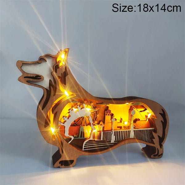 Holzlampe mit Tiermotiv für Kinder | Set aus 3 Stück