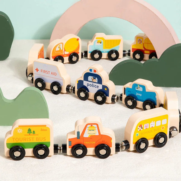 Pädagogisches Magnetisches Holz-Eisenbahnspielzeug für Kinder | 2er-Set