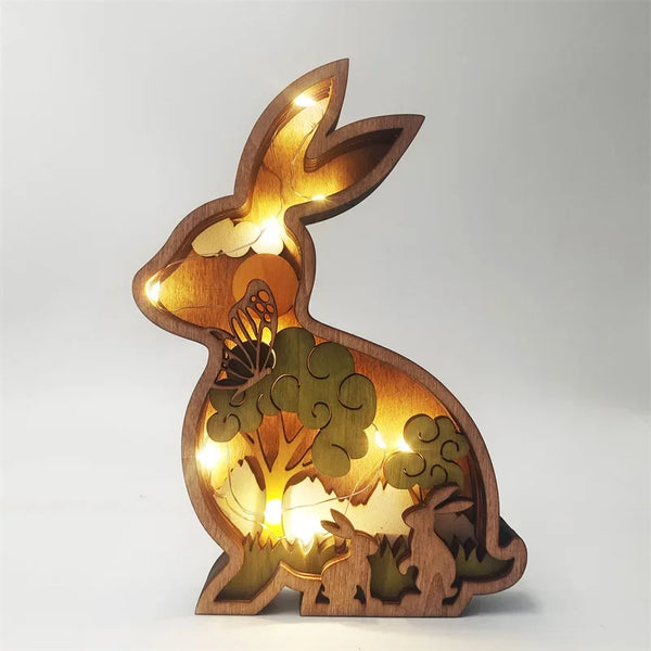 Holzlampe mit Tiermotiv | Set aus 3 Stück