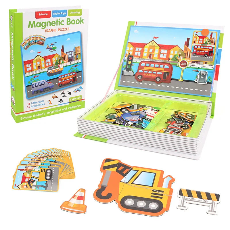 Transportmittel | Pädagogisches Magnetpuzzle-Buch für Kinder