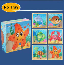 Meeresbewohner | Frühes Lern-Holzpuzzle-Spielzeug für Kinder