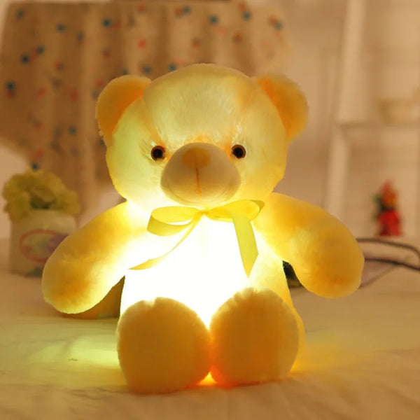 Gelber Teddybär | Kuscheltier für Kinder mit Licht