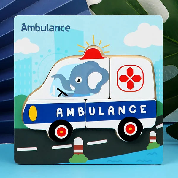 Krankenwagen | Lehrreiches Holzpuzzle-Spielzeug für Kinder