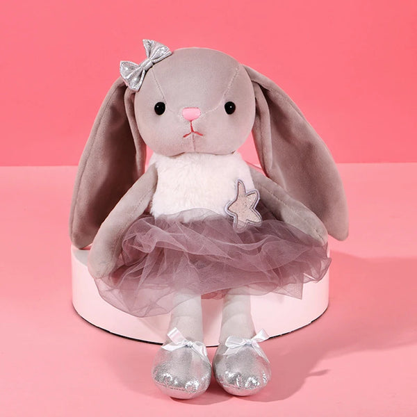 Graue Hasenpuppe | Montessori Kuscheliges Plüschtier für Babys