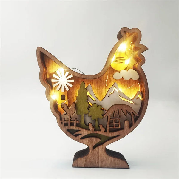 Holzlampe mit Tiermotiv | Set aus 3 Stück