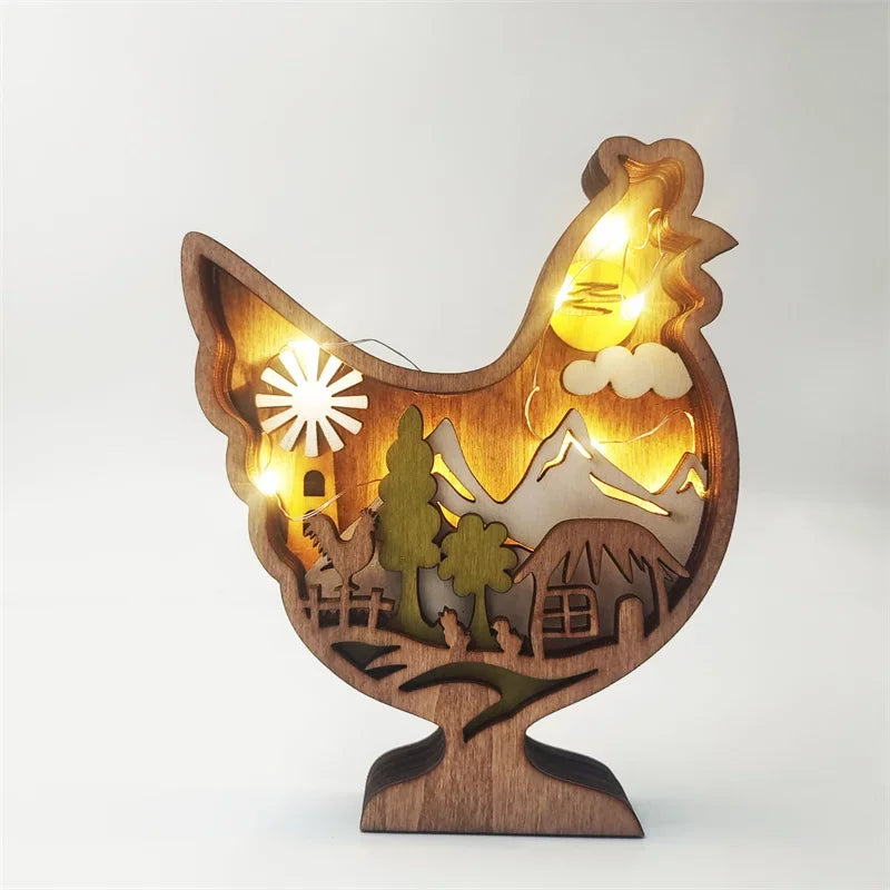 Holzlampe mit Tiermotiv | Set aus 3 Stück