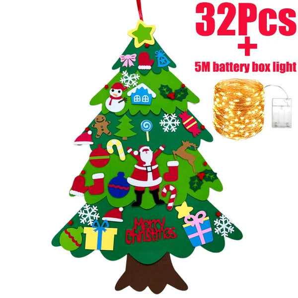 Lustiger Santa Filzbaum Weihnachtslichterornament für Kinder | Set aus 3