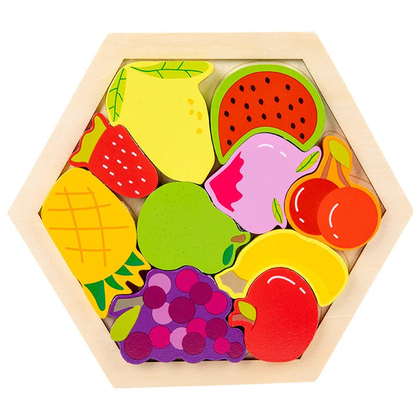 Obst | Pädagogisches Holz-Puzzle Spielzeug für Kinder