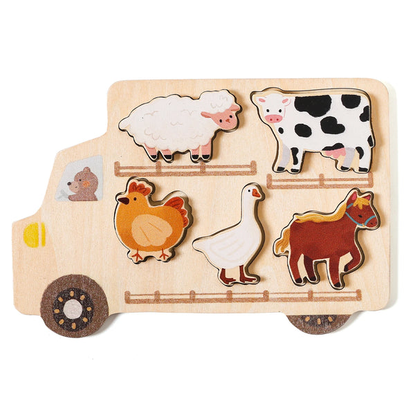 Tier-Puzzle | Pädagogisches Montessori-Holzpuzzle für Kinder