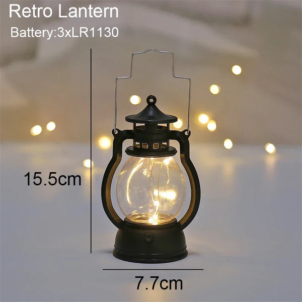 Batteriebetriebene Retro-Laternen-Holzlampe | Set aus 3 Stück