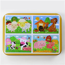 Bauernhoftiere | Holz-Cartoon-Puzzles für Kinder