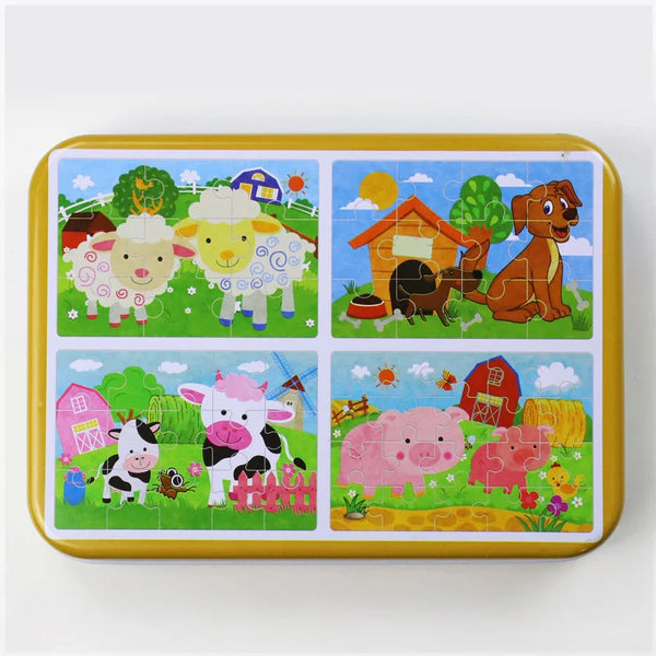 Bauernhoftiere | Holz-Cartoon-Puzzles für Kinder