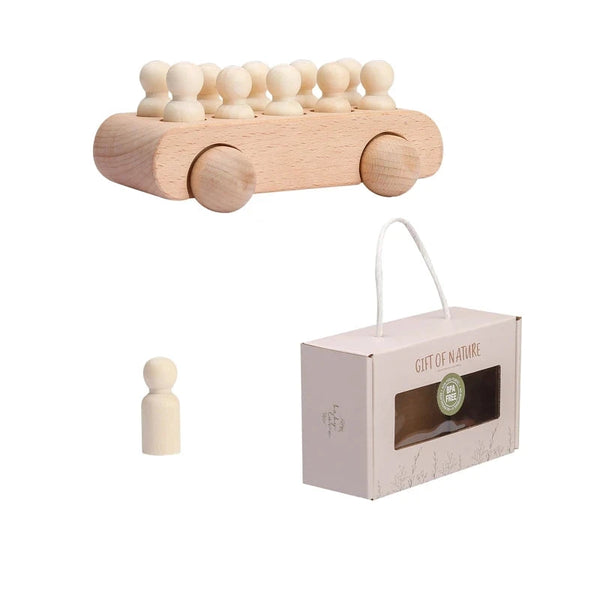 Holzpuppe Auto | Pädagogisches Holzspielzeugzug für Kinder