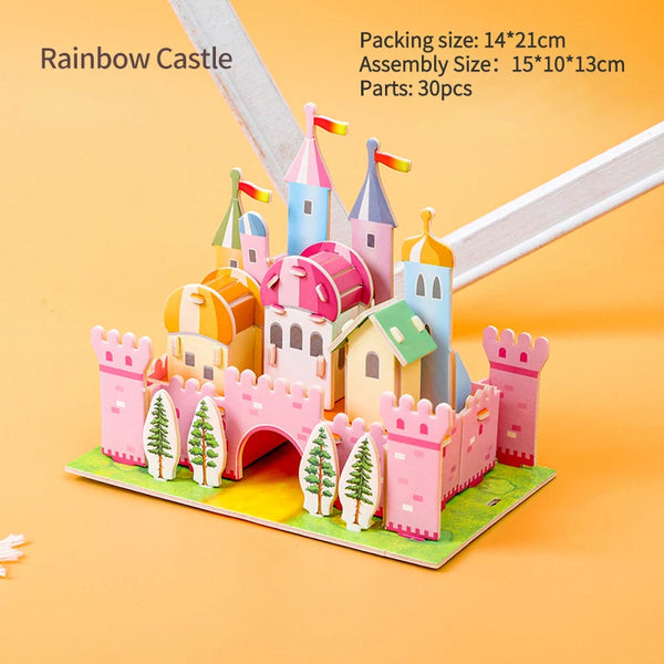 Regenbogen-Schloss | Pädagogisches Schlossbau-Puzzle für Kinder