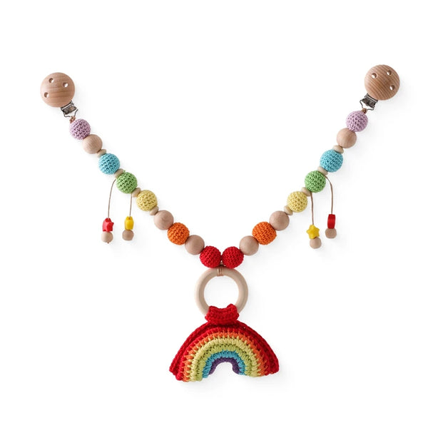 Regenbogen | Holz Hängelrassel Tier Spielzeug für Kinder