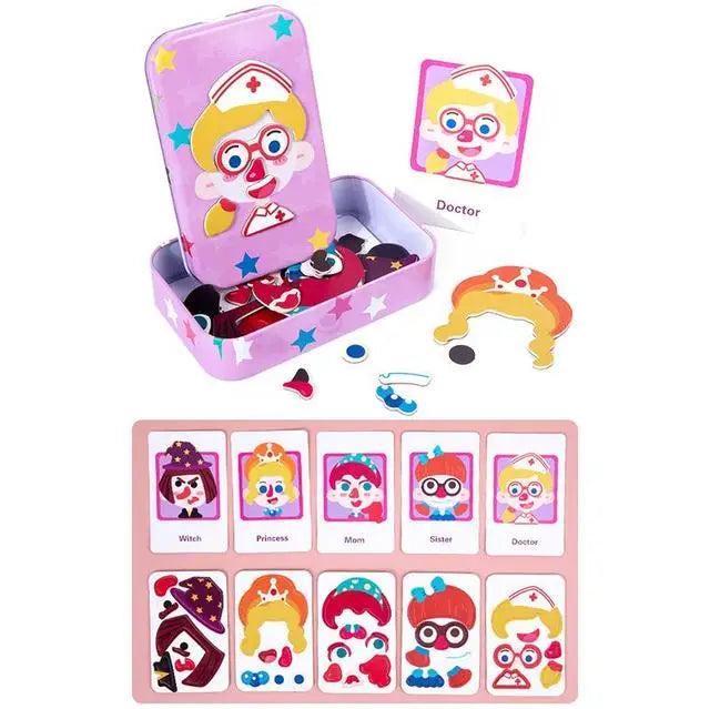 Set mit Mädchen-Emoticons | Bildungs-Magnetpuzzle für Kinder