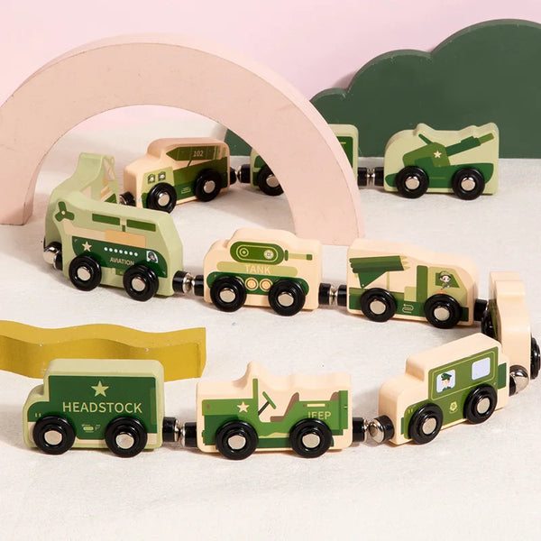 Pädagogisches Magnetisches Holz-Eisenbahnspielzeug für Kinder | 2er-Set