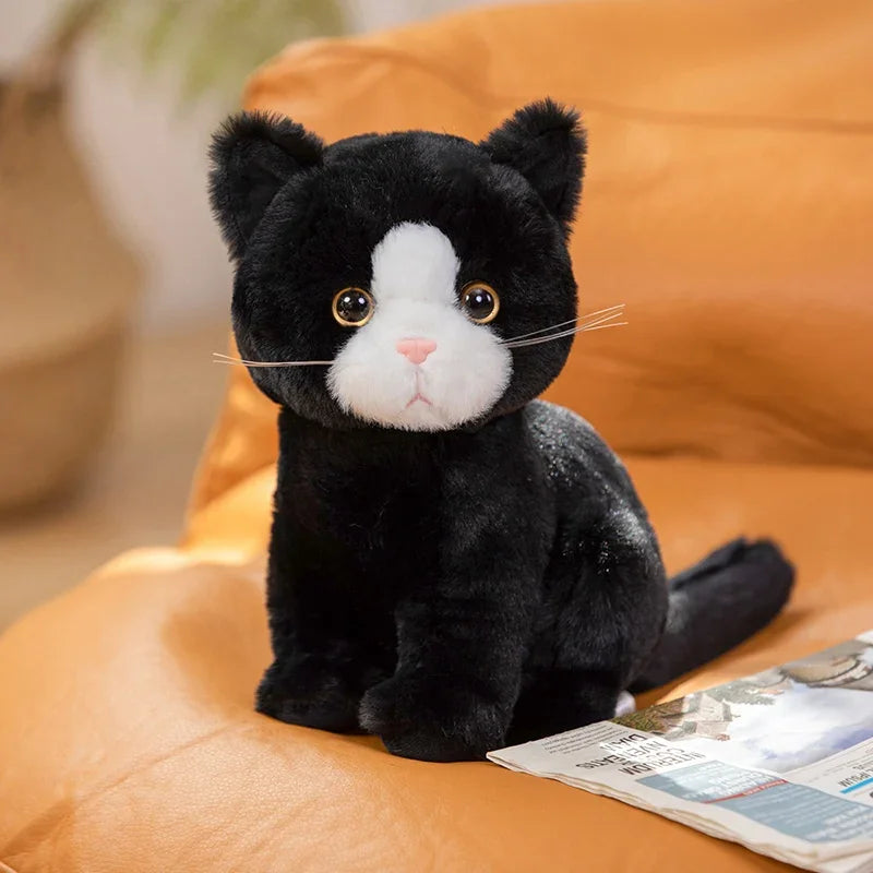 Schwarz-weiße Katze | Weiches Stofftier für Kinder