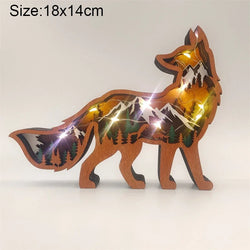 Batteriebetriebene Holzlampe mit Tiermotiv für Kinder | Set aus 3 Stück
