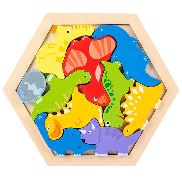 Dinosaurier | Pädagogisches Holz-Puzzle Spielzeug für Kinder
