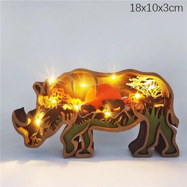 Batteriebetriebene Holzlampe mit Tiermotiv für Kinder | Set aus 3 Stück