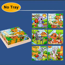 Tiere | Frühes Lern-Holzpuzzle-Spielzeug für Kinder
